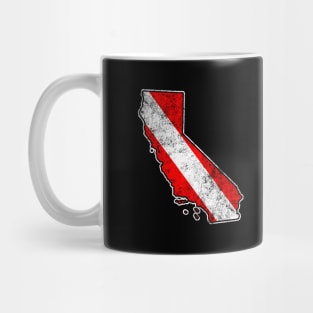 California Dive Flag Scuba Diving State Map Dive Flag Distressed Mug